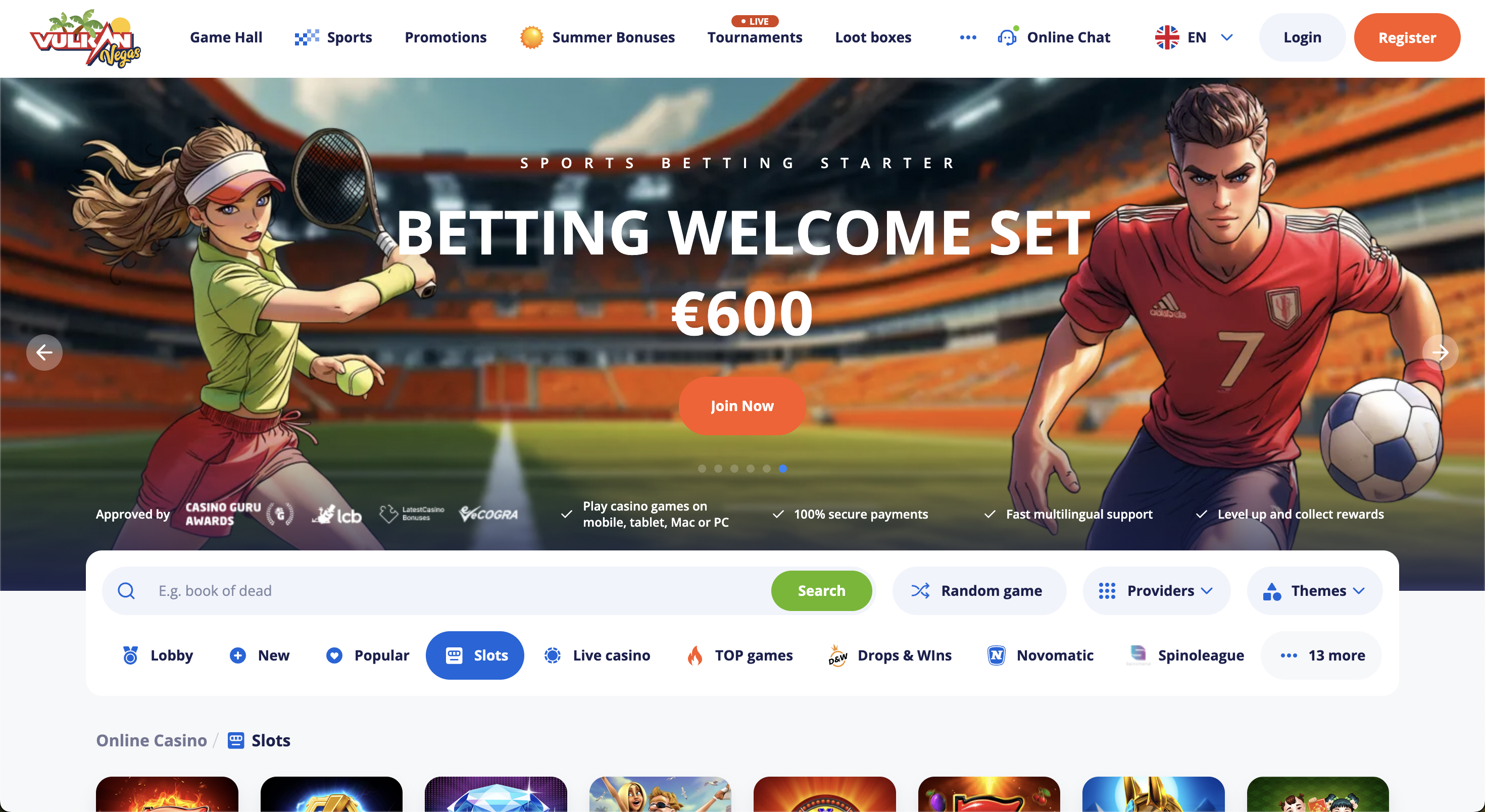 Vulkan Vegas interface